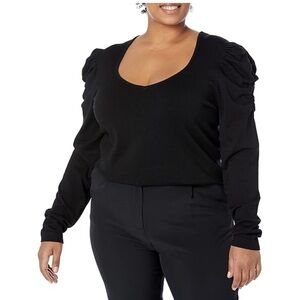 City Chick Black‎ Emery Puff Sleeves V Neck Size 20